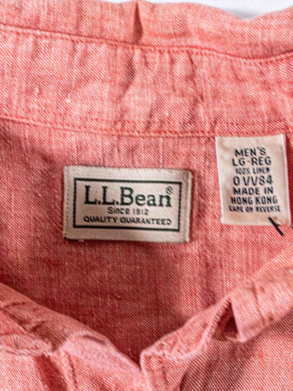Vintage L.L. Bean 100% Linen Shirt Large Short Sleeve Hong Kong - Picture 6 of 6